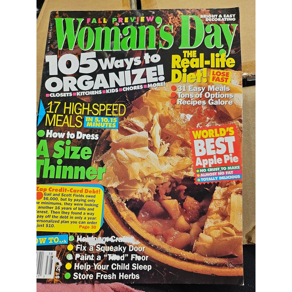 Vintage Woman's Day Magazine September 19 1995 Fall Preview Organizing Recipes